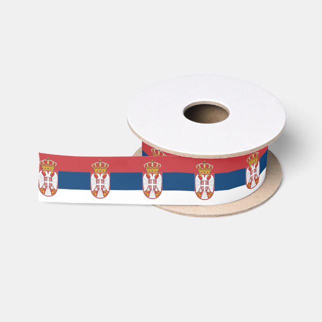 Serbian Flag Ribbon, patriotic Serbia Satin Ribbon (Spool)