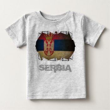 Serbian Flag Ripped Baby T-shirt by nonstopshop at Zazzle