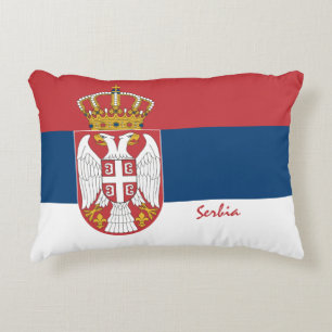 Serbian flag & Serbia fashion holiday /sports Accent Pillow