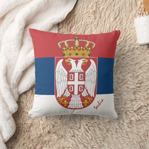 Serbian flag  Serbia fashion travel sports Throw Pillow