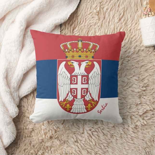 Serbian flag & Serbia fashion travel /sports Throw Pillow (Blanket)