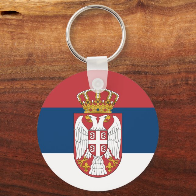 Serbian flag & Serbia holiday, travel / sports Keychain (Front)