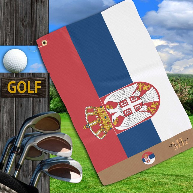 Serbian flag & Serbia monogrammed Golf Towel (Creator Uploaded)