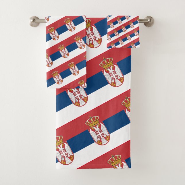 Serbian Flag & Serbia travel, holiday /sport Bath Towel Set (Insitu)