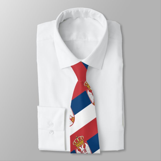 Serbian Flag & Serbia travel, holiday /sports Neck Tie (Tied)