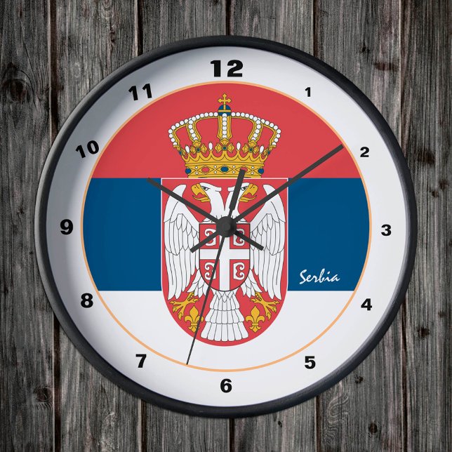 Serbian Flag & Serbia trendy Home / design Round Clock (Creator Uploaded)