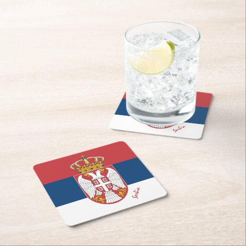 Serbian flag  Serbia wedding party sports Square Paper Coaster