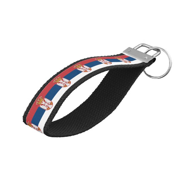 Serbian Flag & Serbia wrist keychain /fashion (Angled Up)