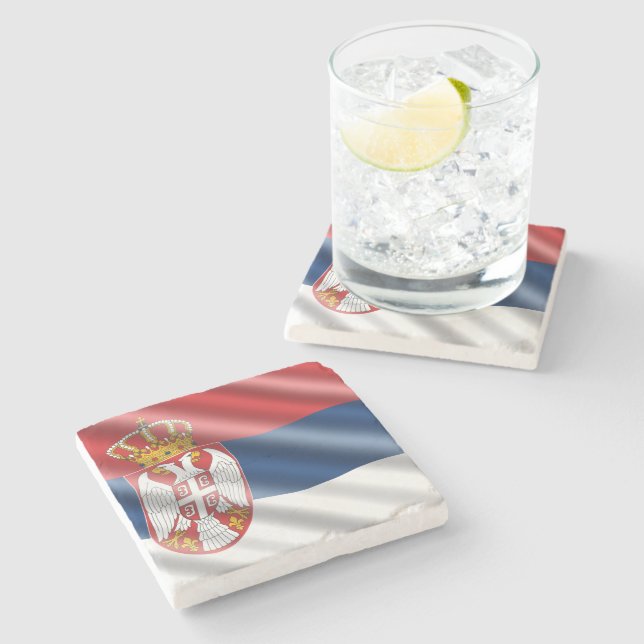 Serbian flag stone coaster (Side)