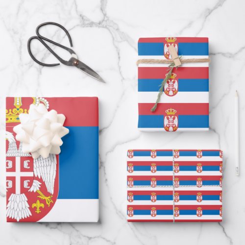 Serbian Flag Wrapping Paper Sheets