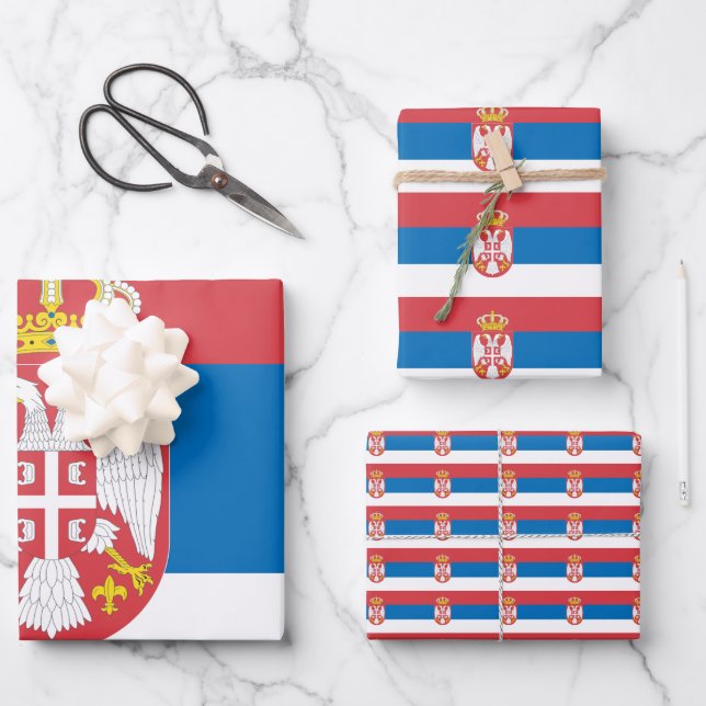 Serbian Flag Wrapping Paper Sheets (Front)