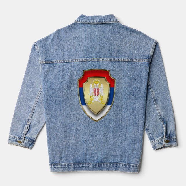 Serbian medieval shield Serbia coat of arms 2 Denim Jacket (Back)