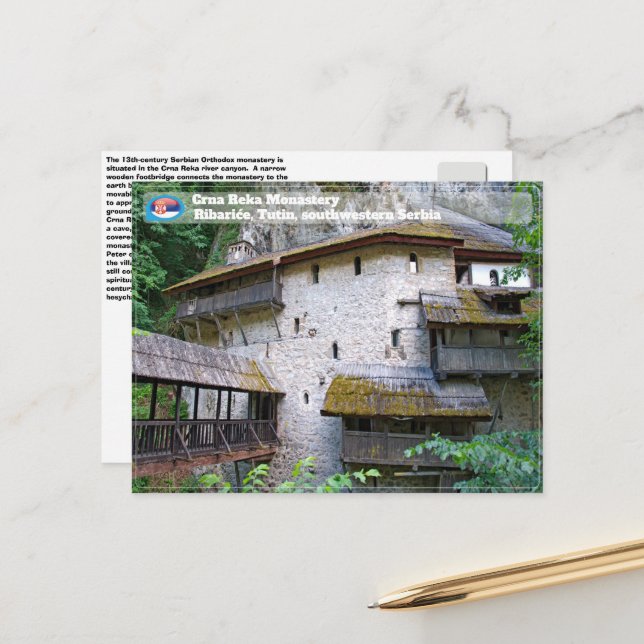 SERBIAN MONASTERIES - Crna Reka Monastery Ribariće Postcard (Front/Back In Situ)