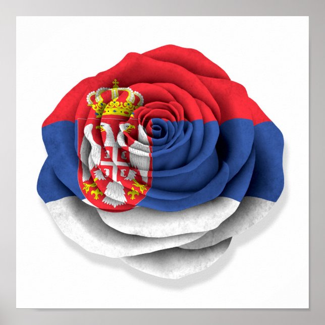 Serbian Rose Flag on White Poster (Front)