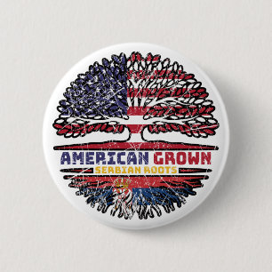 Serbian Serbia US American USA United States Tree Button