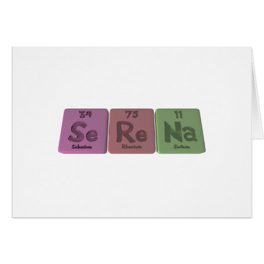 Serena as Selenium Rhenium Sodium Cards (Front Horizontal)