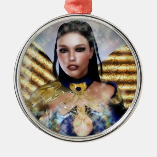 Serena the Dark Haired Fairy Metal Ornament