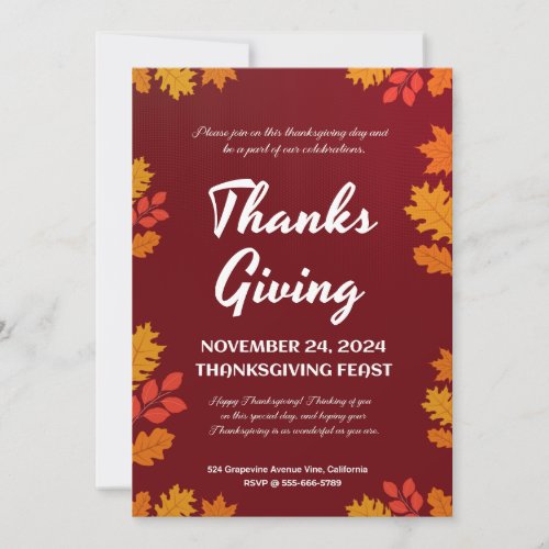 Serenade in Maroon and Orange a Thanksgiving Vibes Invitation