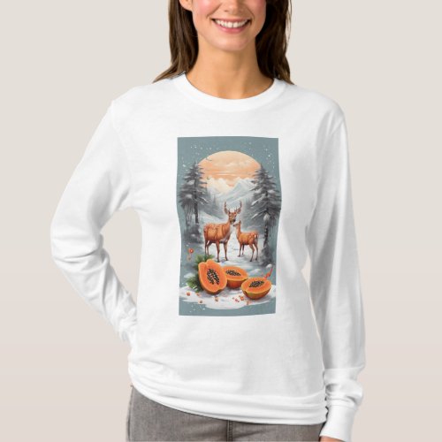Serenade in Nature Papaya and Deer T_shirt Design