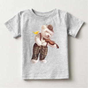Serenade in Nature: Smiling Bichon Playing Violin Baby T-Shirt