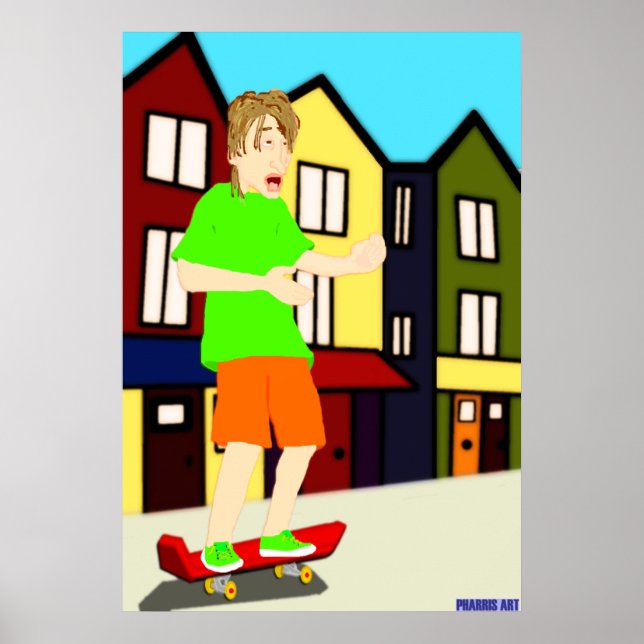 Serenading Skateboarding Dude Print (Front)