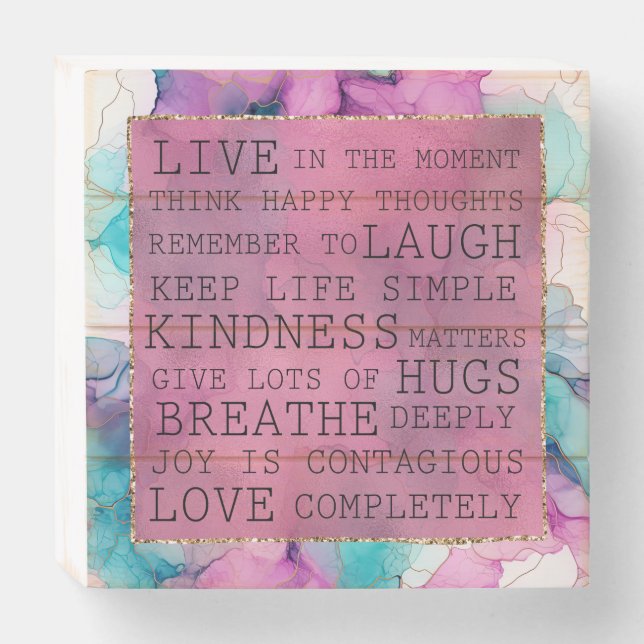 Serendipity Crystal Blue Inspirational Quotes  Wooden Box Sign (Front Horizontal)