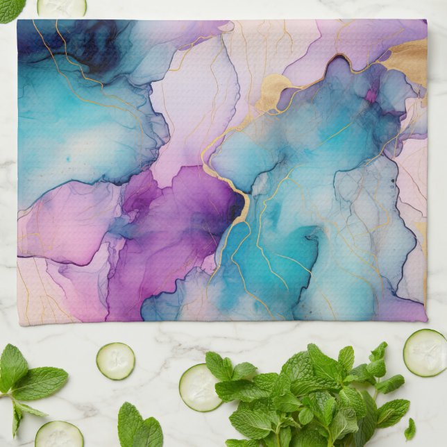 Serendipity Crystal Blue  Kitchen Towel (Folded)