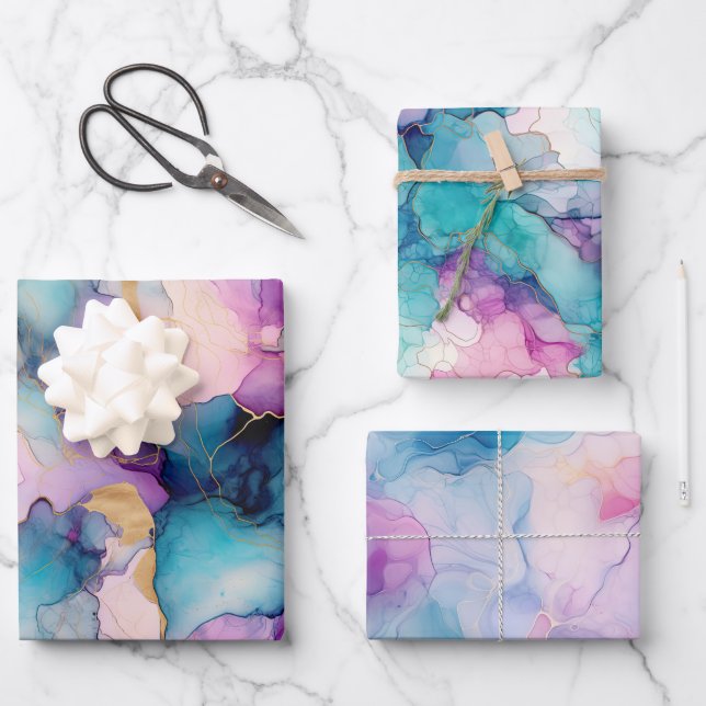 Serendipity Crystal Blue  Wrapping Paper Sheets (Front)