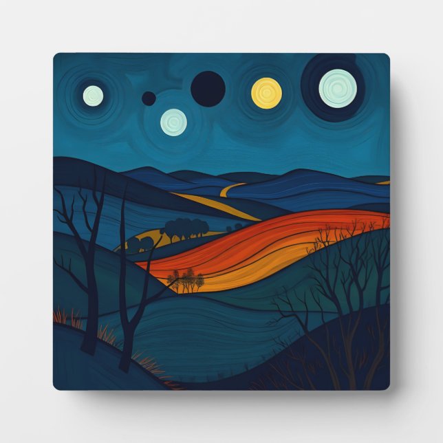Serene Abstract Landscape Art Plaque (Front)