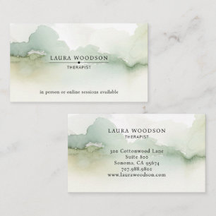 Serene Abstract Watercolor Therapist Business Card