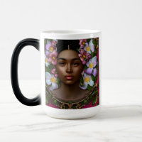 Serene African-American Woman with Flowers Magic Mug
