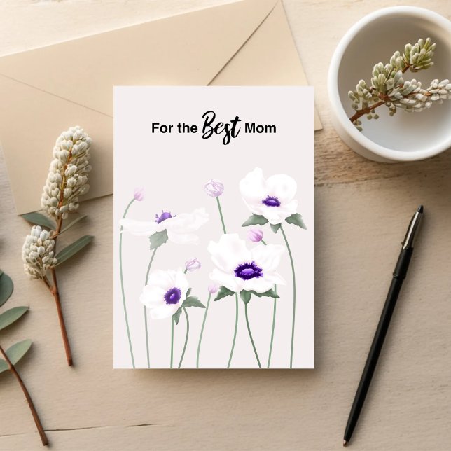 Serene Anemone Mother’s Day Card (Soft anemone florals with a calm, minimal design. A gentle Mother’s Day card for the best mom.)