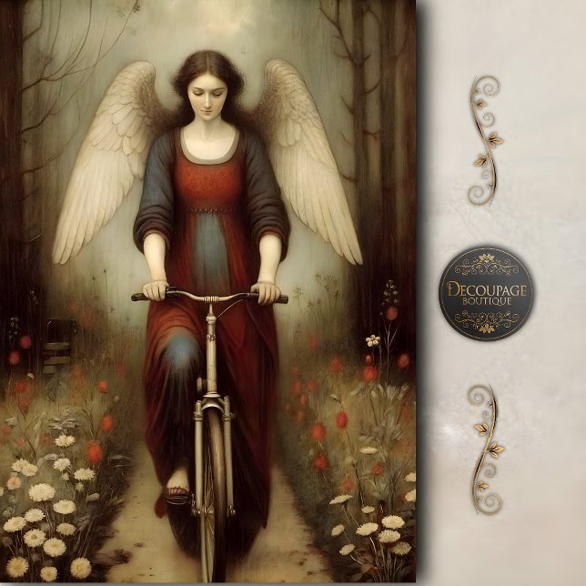 Serene Angel Bicycle Meadow Vintage Decoupage Tissue Paper (Serene Angel Bicycle Meadow Vintage Decoupage)