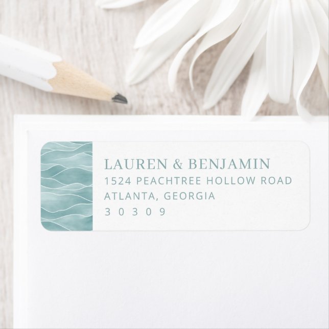 Serene Aqua Wave Label (Insitu)