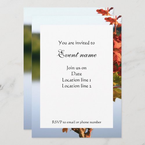 Serene Autumn Fall scenery tree lake Invitation