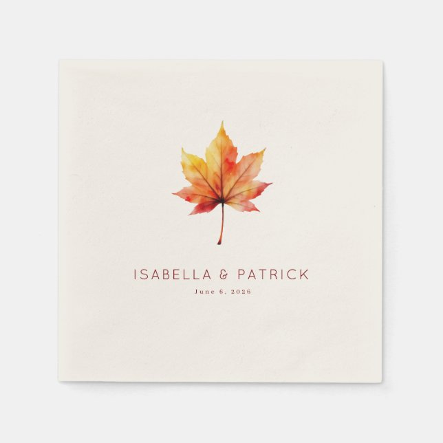 Serene Autumn Watercolor Leaf Napkins (Front)