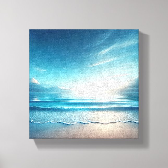 Serene Azure Ocean with Soft Morning Sun  Canvas Print (Front)