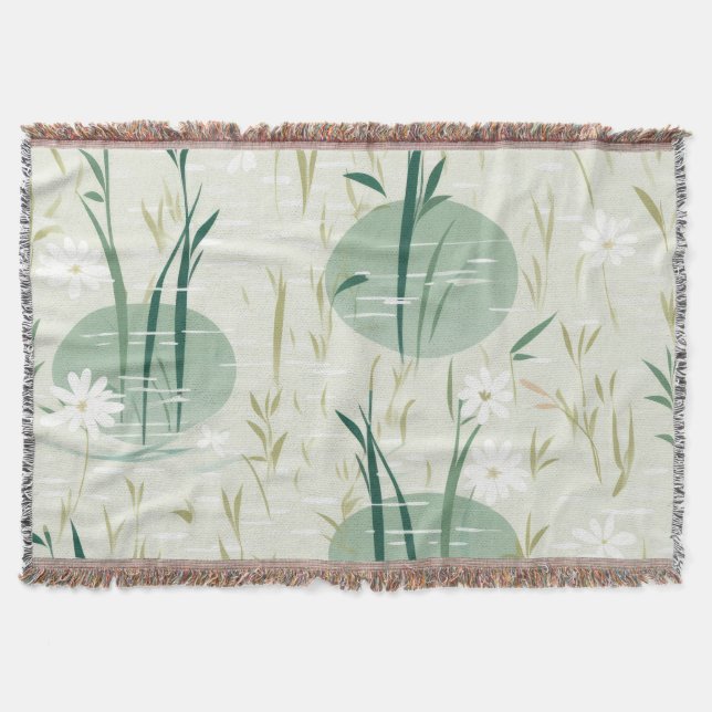 Serene Bamboo Blossom Asian  (10) Throw Blanket (Front)