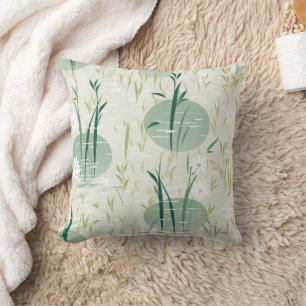 Serene Bamboo Blossom Asian (10) Throw Pillow