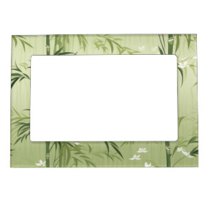 Serene Bamboo Blossom Asian (1) Magnetic Frame