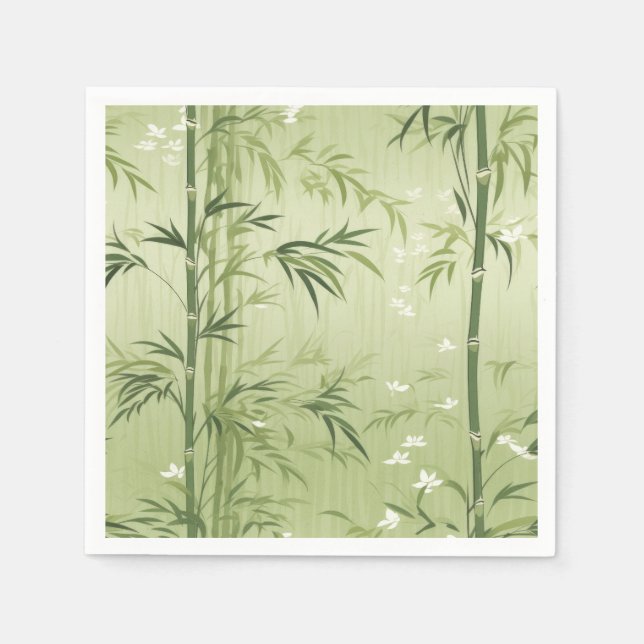 Serene Bamboo Blossom Asian  (1) Napkins (Front)
