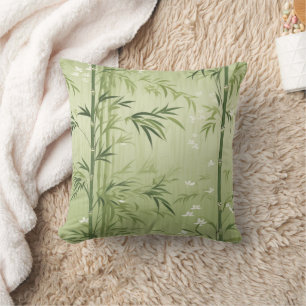 Serene Bamboo Blossom Asian (1) Throw Pillow