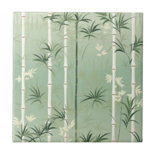 Serene Bamboo Blossom Asian (2) Ceramic Tile