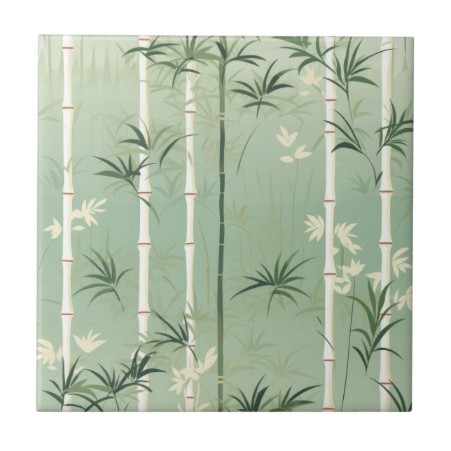 Serene Bamboo Blossom Asian  (2) Ceramic Tile (Front)