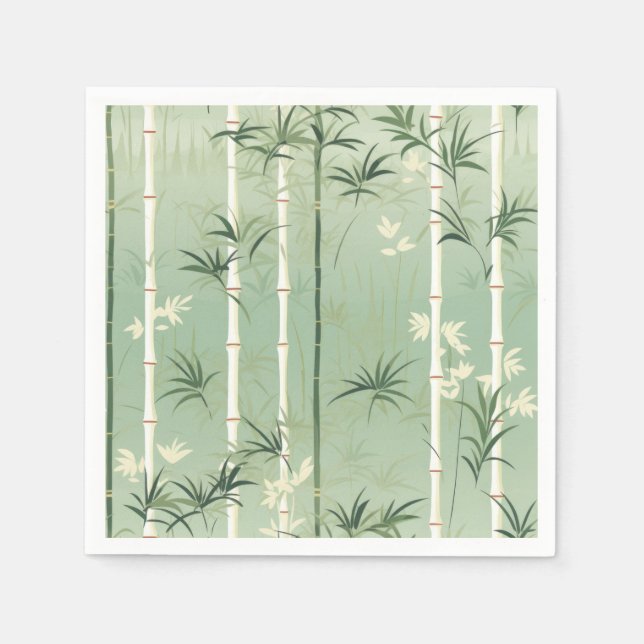 Serene Bamboo Blossom Asian  (2) Napkins (Front)