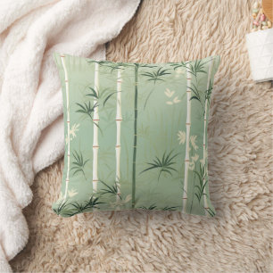 Serene Bamboo Blossom Asian (2) Throw Pillow