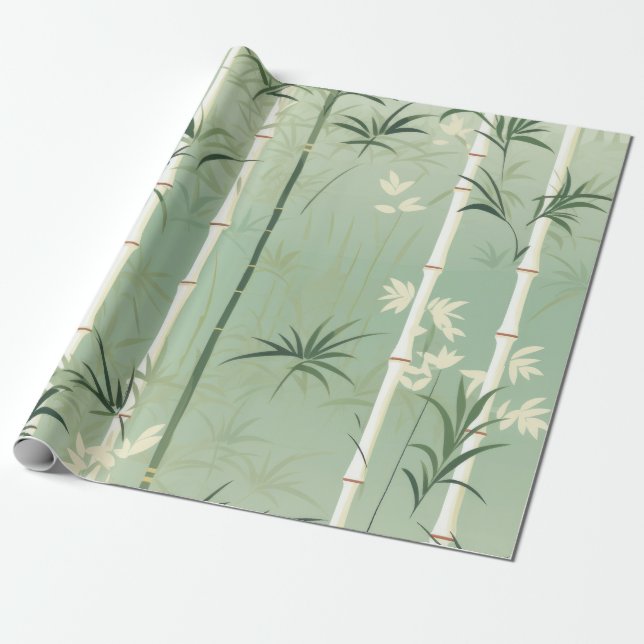 Serene Bamboo Blossom Asian  (2) Wrapping Paper (Unrolled)
