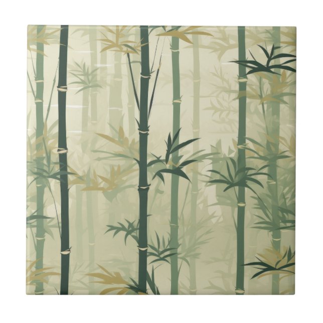 Serene Bamboo Blossom Asian  (3) Ceramic Tile (Front)