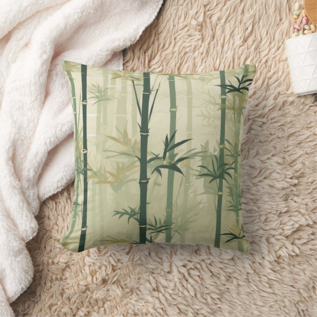 Serene Bamboo Blossom Asian  (3) Throw Pillow (Blanket)