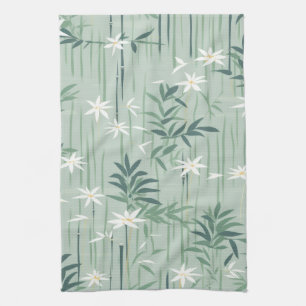 Serene Bamboo Blossom Asian (4) Kitchen Towel